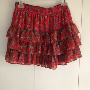 💚 5 for $15! 💚 Ruffled Red Floral Mini Skirt